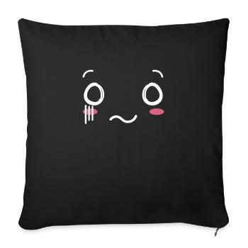 Anime Face | Kawaii Japan - Sofa pillow with filling 45cm x 45cm - black - Front
