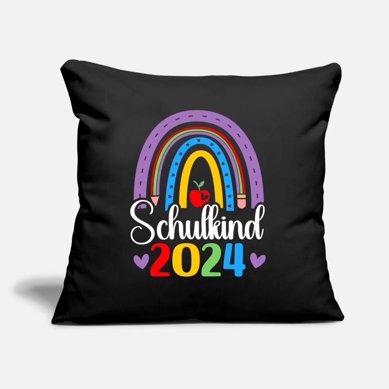 Schulkind 2024 Mädchen Regenbogen Einschulung 2024 Sofakissen mit Füllung 45 x 45 cm