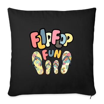 FLIP FLOP with flowers - Sofa pillow with filling 45cm x 45cm - black - Front