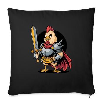 Tapferer Hahn-Ritter in mittelalterlicher Rüstung - Sofakissen mit Füllung 45 x 45 cm - Schwarz - Vorne