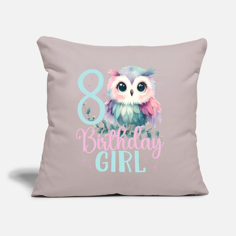 Geburtstag 8 Eule Achter Geburtstag Mädchen 8 Sofakissen mit Füllung 45 x 45 cm