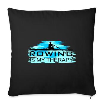 L’aviron est ma thérapie, l’aviron, l’aviron - Coussin et housse de 45 x 45 cm - noir - Devant