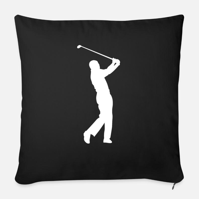 Golf Golfer Golfer Terrain de golf - Coussin et housse de 45 x 45 cm - noir