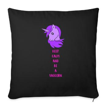 Licorne Restez calme - Coussin et housse de 45 x 45 cm - noir - Devant