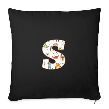 Letter S, Monogram, Animal Pattern - Sofa pillow with filling 45cm x 45cm - black - Front