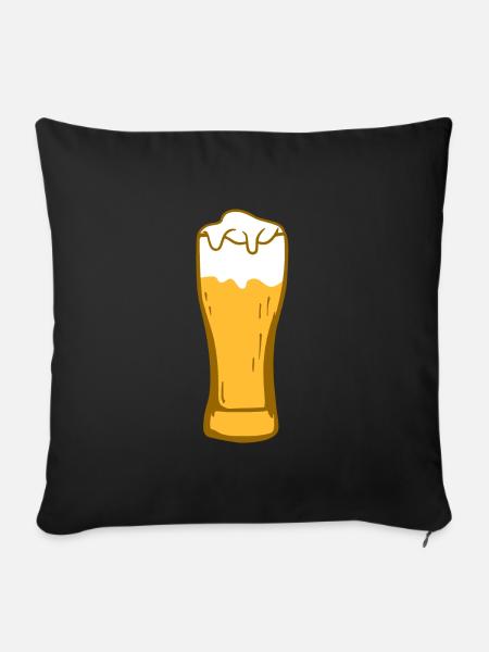 Weizenbier Bierglas - Sofakissen mit Füllung 45 x 45 cm - Schwarz