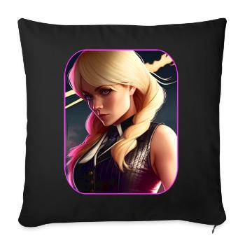 Blonde girl in cool steampunk with pink - Sofa pillow with filling 45cm x 45cm - black - Front