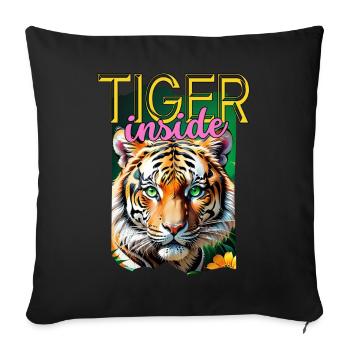 Tiger inside. - Sofa pillow with filling 45cm x 45cm - black - Front