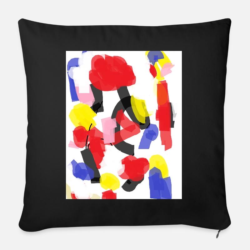 Colorful abstract pattern - Sofa pillow with filling 45cm x 45cm - black