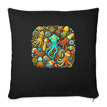Squid Pattern, Love Ocean Animals - Sofa pillow with filling 45cm x 45cm - black - Front
