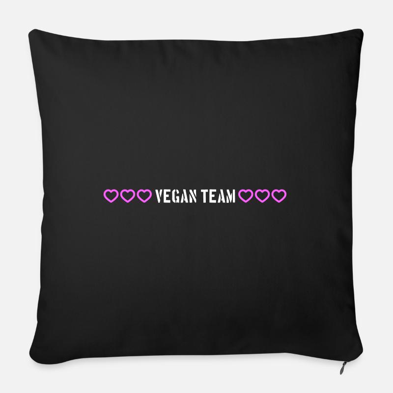Vegan Team herzchen - Sofakissen mit Füllung 45 x 45 cm - Schwarz