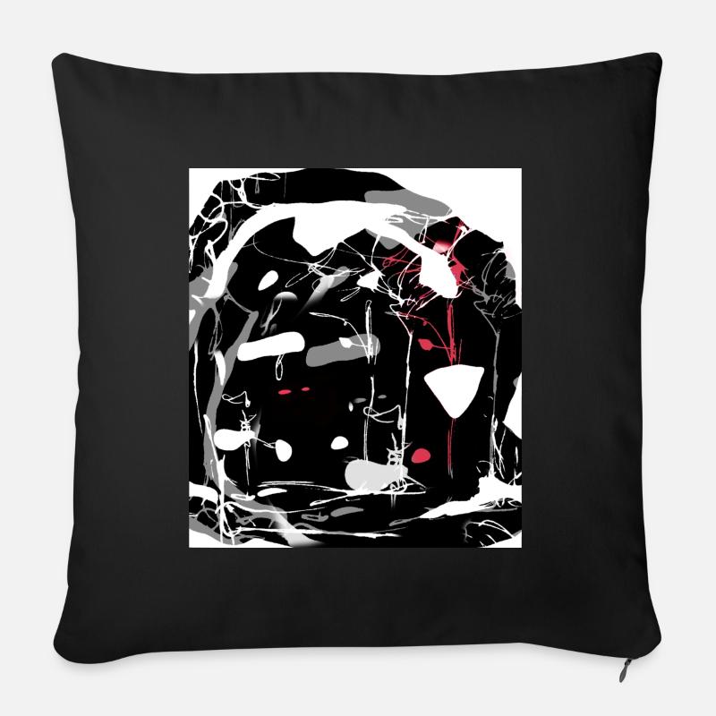 Abstract Sketch Zauberwald - Sofakissen mit Füllung 45 x 45 cm - Schwarz