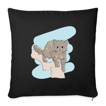 Design illustré avec wildcat - Coussin et housse de 45 x 45 cm - noir - Devant