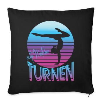 Echte Mädchen Turnen - Sofakissen mit Füllung 45 x 45 cm - Schwarz - Vorne