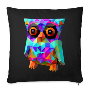 Hibou polygonal - Coussin et housse de 45 x 45 cm - noir - Devant