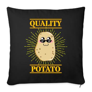 Funny Quality Potato Cute Kawaii Foodie Vegetable - Sofa pillow with filling 45cm x 45cm - black - Front