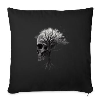 Crâne avec arbre - Coussin et housse de 45 x 45 cm - noir - Devant