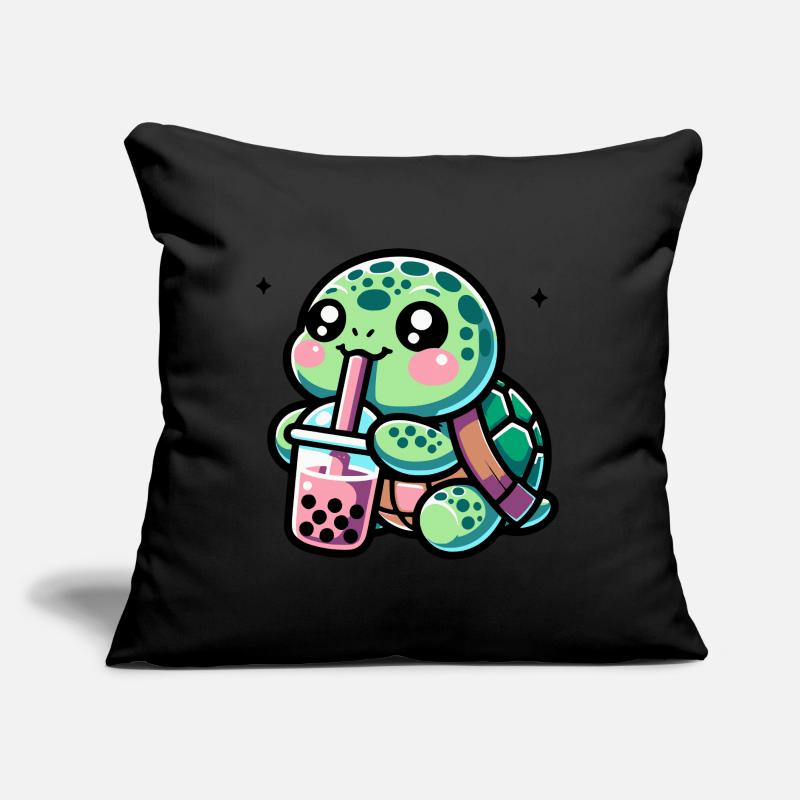 Bubble Tea Turtle Boba Tea Kawaii Geschenk Sofakissen mit Füllung 45 x 45 cm