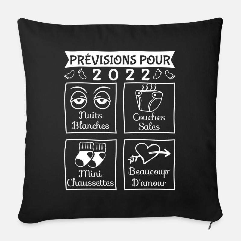 Prévisions pour 2022,future mama,futur papa,papa - Coussin et housse de 45 x 45 cm - noir