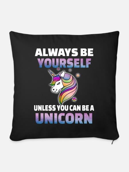Einhorn sei du Selbst - Sofakissen mit Füllung 45 x 45 cm - Schwarz