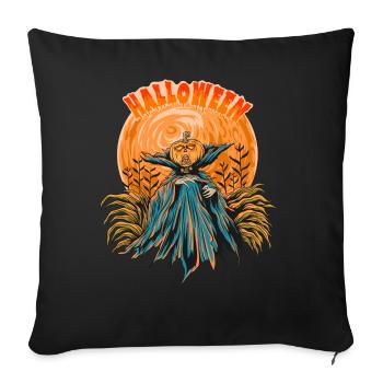 Halloween Citrouille Horreur - Coussin et housse de 45 x 45 cm - noir - Devant