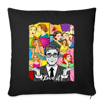 Bandes dessinées sur la vie de l’homme et de la femme - Coussin et housse de 45 x 45 cm - noir - Devant
