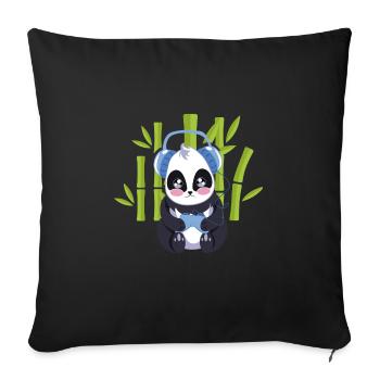 Gaming Panda Computer Console Video Game Gift - Sofa pillow with filling 45cm x 45cm - black - Front