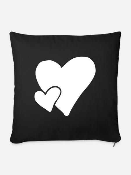 Herz Emoji Skizze - Sofakissen mit Füllung 45 x 45 cm - Schwarz