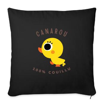 CANAROU 100% Couillu. Translated Courageous, daring - Sofa pillow with filling 45cm x 45cm - black - Front