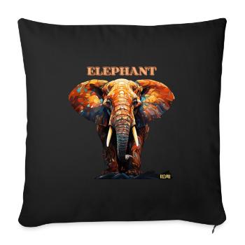 Eléphant magnifique coloré - Nzau - Coussin et housse de 45 x 45 cm - noir - Devant