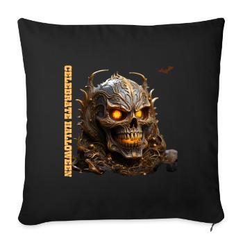 Déguisement tête de mort d'Halloween - Coussin et housse de 45 x 45 cm - noir - Devant