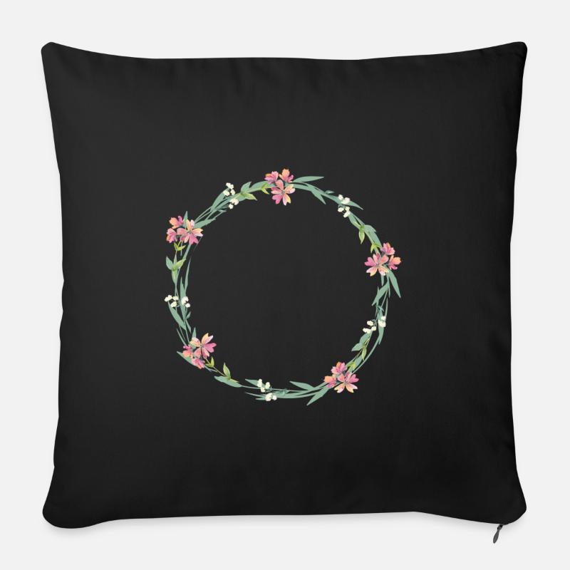 Blumen Kreis personalisierbar - Sofakissen mit Füllung 45 x 45 cm - Schwarz