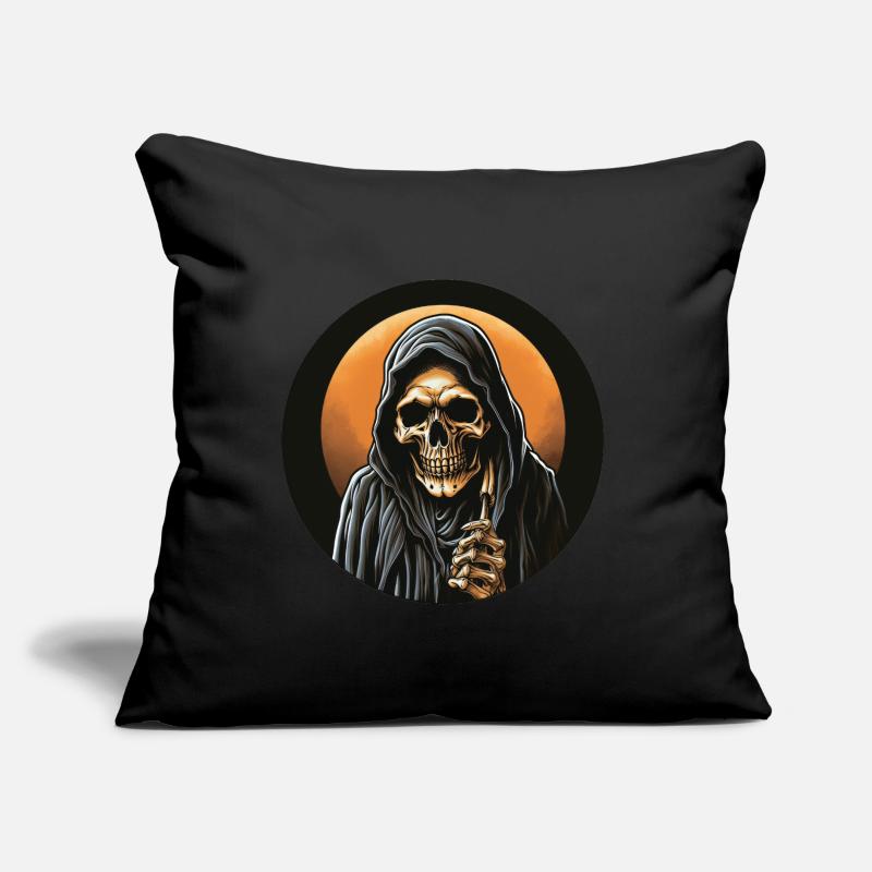 Squelette avec cape avant lune de sang Halloween Coussin et housse de 45 x 45 cm