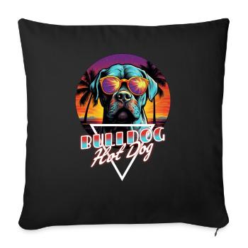Retro Wave American Bulldog Hot Dog Shirt - Sofa pillow with filling 45cm x 45cm - black - Front