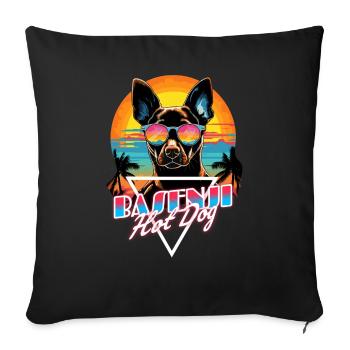 Chemise à hot-dog Basenji Retro Wave - Coussin et housse de 45 x 45 cm - noir - Devant