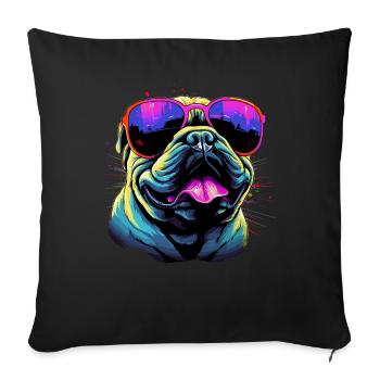 Chemise pour chien Retro Wave Bulldog - Coussin et housse de 45 x 45 cm - noir - Devant