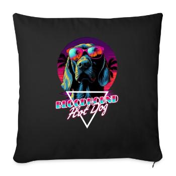 Retro Wave Bloodhound Hot Dog Shirt - Sofa pillow with filling 45cm x 45cm - black - Front