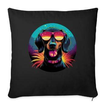 Retro Wave Dachshound Dog Shirt - Sofa pillow with filling 45cm x 45cm - black - Front