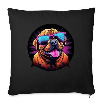 Retro Wave Dogue de Bordeaux Dog Shirt - Sofa pillow with filling 45cm x 45cm - black - Front