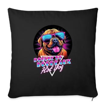 Retro Wave Dogue de Bordeaux Hot Dog Shirt - Sofa pillow with filling 45cm x 45cm - black - Front
