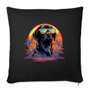 Retro Wave Foxhound Dog Shirt - Sofa pillow with filling 45cm x 45cm - black - Front