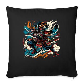 Japanese Samurai Warrior Ukiyo e - Sofa pillow with filling 45cm x 45cm - black - Front