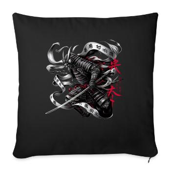 Guerrier samouraï ninja japonais - Coussin et housse de 45 x 45 cm - noir - Devant