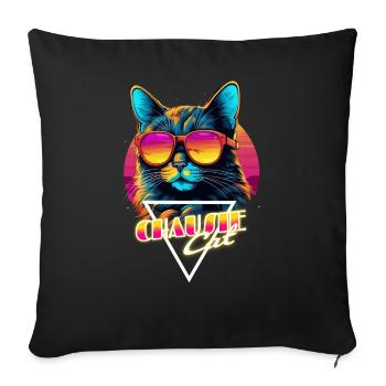 Chemise Retro Wave Chausie Cat Miami - Coussin et housse de 45 x 45 cm - noir - Devant