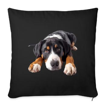 Greater Swiss Mountain Dog - Sofa pillow with filling 45cm x 45cm - black - Front