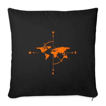 Kompass Wandern - Sofakissen mit Füllung 45 x 45 cm - Schwarz - Vorne