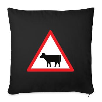 Attention vache ! - Coussin et housse de 45 x 45 cm - noir - Devant