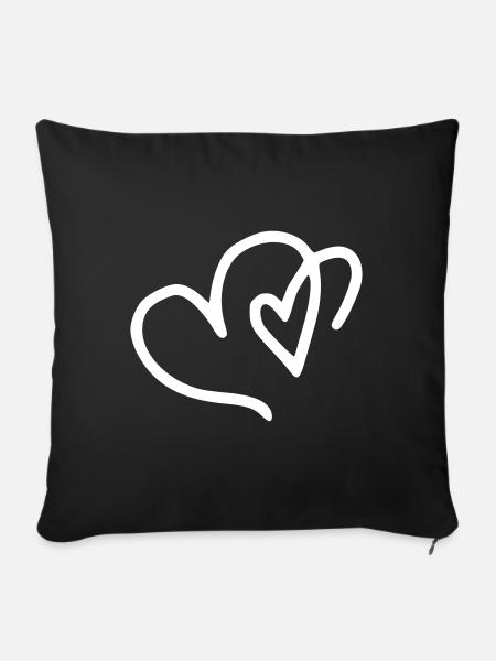 Herz Emoji Skizze - Sofakissen mit Füllung 45 x 45 cm - Schwarz