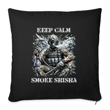 Calm Under Fire – Shisha Warrior Design - Sofa pillow with filling 45cm x 45cm - black - Front