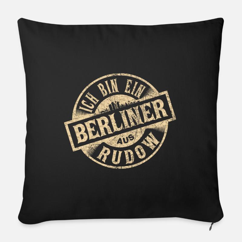 Ich bin ein Berliner aus Berlin Rudow - Sofakissen mit Füllung 45 x 45 cm - Schwarz